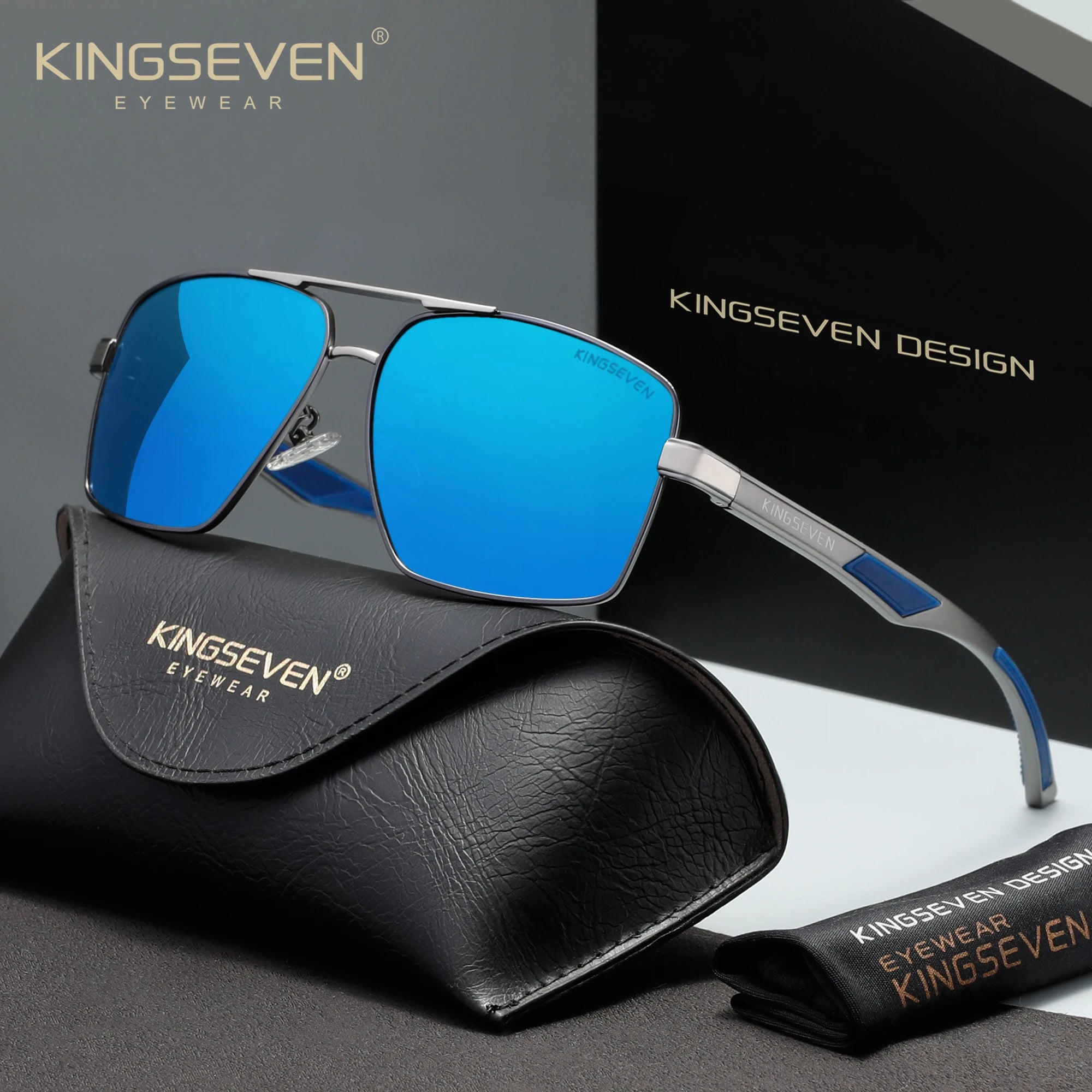 KINGSEVEN® N7719 Aluminum Sunglasses - Matte Rectangle Polarized